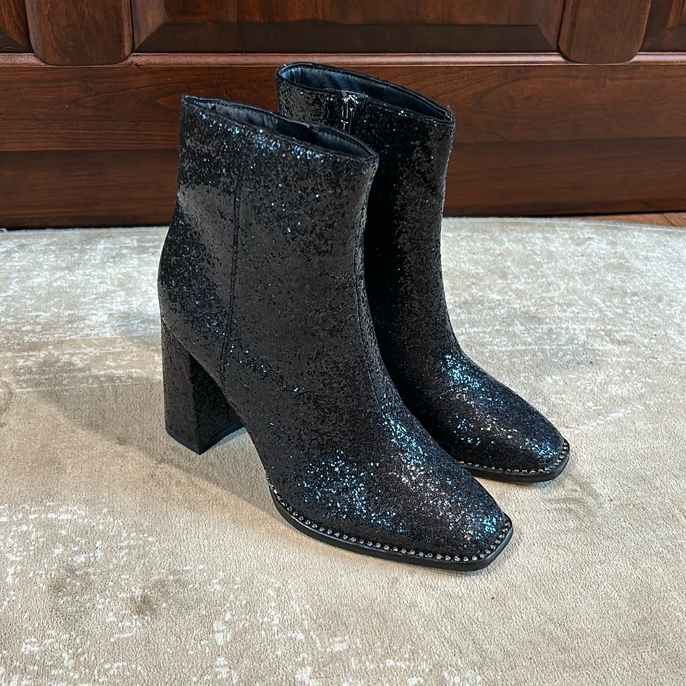 Jessica Simpson black sparkle booties